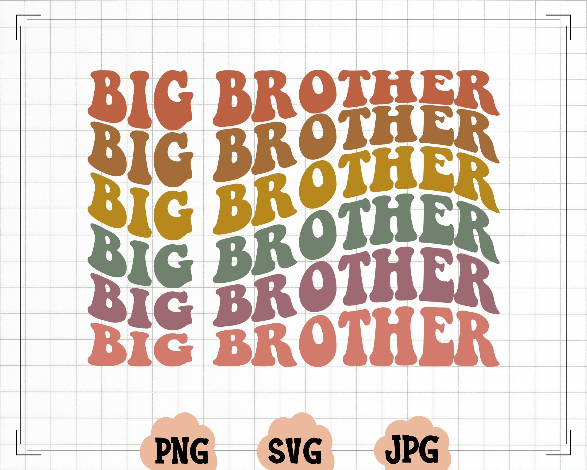 Retro Wavy Big Brother Svg, Big Brother Svg, Big Brother Png, Big ...