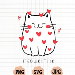 Meowentine SVG, PNG, Svg de chat de la Saint-Valentin, amour SVG, Svg de la Saint-Valentin, Svg Cricut de la Saint-Valentin, téléchargement immédiat