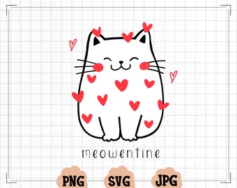 Meowentine SVG, PNG, Valentinstag Katze SVG, Liebe SVG, Valentinstag Cricut Sofort Download