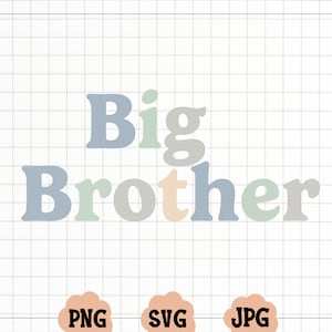 Retro Wavy Big Brother Svg, Big Brother Svg, Big Brother Png, Camiseta Big Brother, Anuncio de bebé Svg, Promovido a hermano Svg