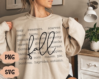 Fall Svg, Fall Png, Fall Shirt Svg, Fall Shirt Design, Fall Words Svg Png File, Digital Download, Cozy Season Svg, Cozy Png, Halloween Svg