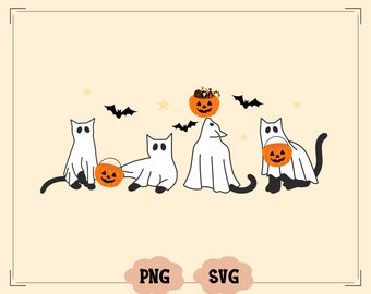 Ghost Cat PNG File, Pumpkin Cat Png, Halloween Cat Png, Black Cat Png, Cat Lover Png, Spooky Cat Png, Instant Download