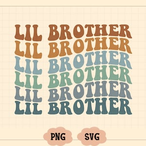 Hermano pequeño retro ondulado Svg, Hermano pequeño Svg, Hermano pequeño Png, Camiseta Hermano pequeño, Anuncio de bebé Svg, Promovido a hermano Svg