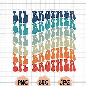 Hermano pequeño retro ondulado Svg, Hermano pequeño Svg, Hermano pequeño Png, Camiseta Hermano pequeño, Anuncio de bebé Svg, Promovido a hermano Svg