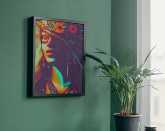 Cursed Hippy Girl Scary Wall Art for Halloween Samhain , Housewarming Hippie Gift (Digital print for DIY)