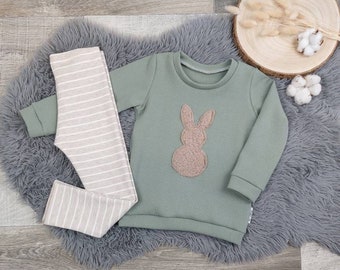 Pullover Hase, Leggings Ostern Gr62-116 Waffeljersey