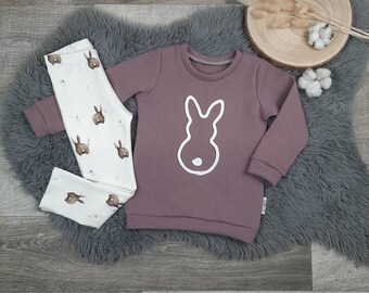 Sweater bunny, leggings Easter size 62-116 waffle jersey