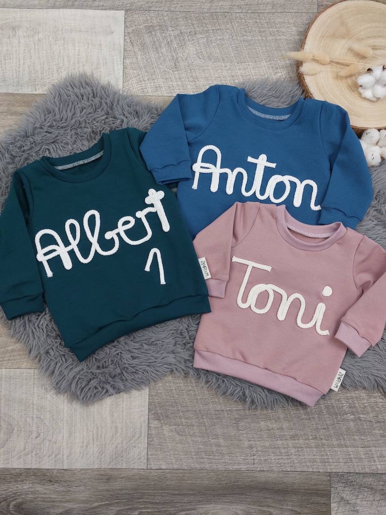 Sweater personalized Gr62-152 with name made of cord Handmade Waldkitz image 4