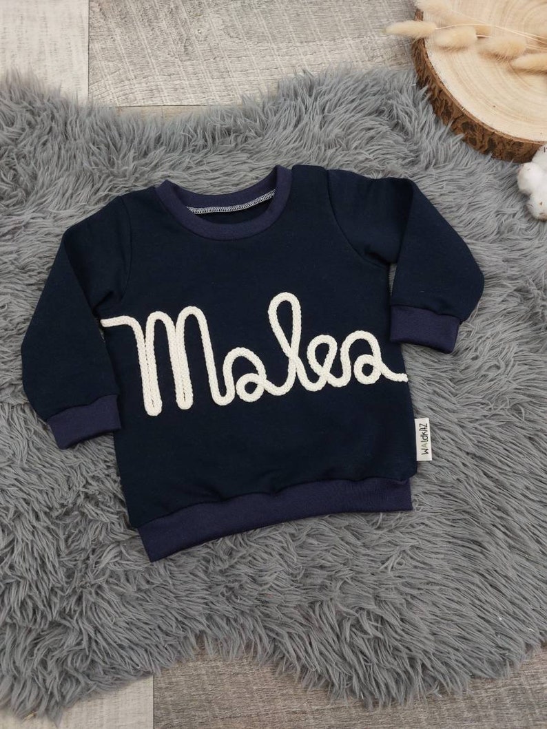 Sweater personalized Gr62-152 with name made of cord Handmade Waldkitz image 3