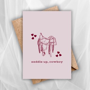 Cowboy en selle, douce carte de Saint-Valentin pour les amoureux, carte de Saint-Valentin amusante, cow-girl