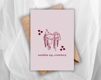 Ensilla tu silla de vaquero, dulce tarjeta de San Valentín para enamorados, divertida tarjeta de San Valentín, vaquera