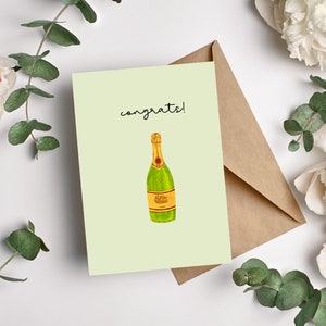 Congratulations Card, Champagne Card, Greeting Card, Congrats Card