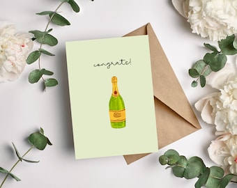 Tarjeta de felicitación, tarjeta de champán, tarjeta de felicitación, tarjeta de felicitación