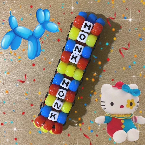 Honk honk clowncore kandi ladder stitch cuff