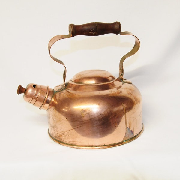 Vintage Copper Tea Kettle with Whistler