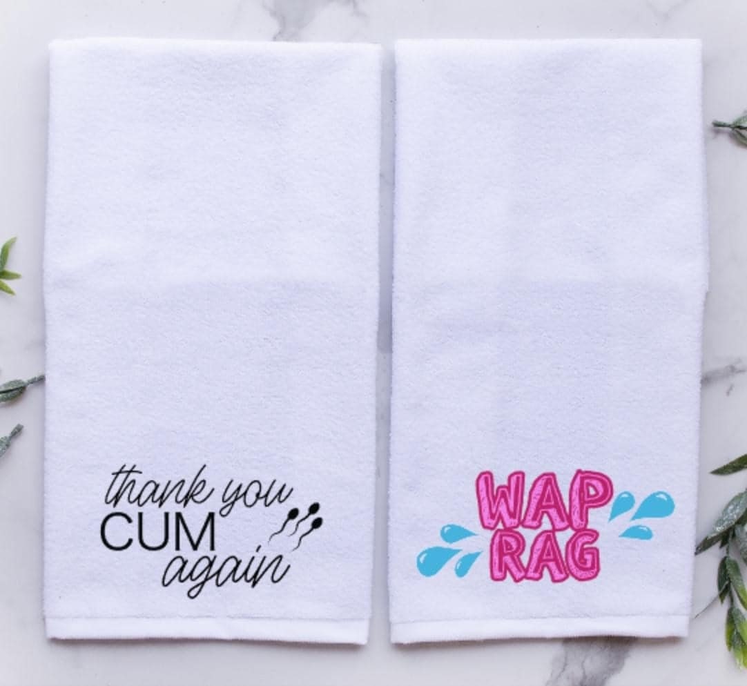 Cum Rag Sex Towel Funny Wipe Cleanup Cloth 11x18 inches