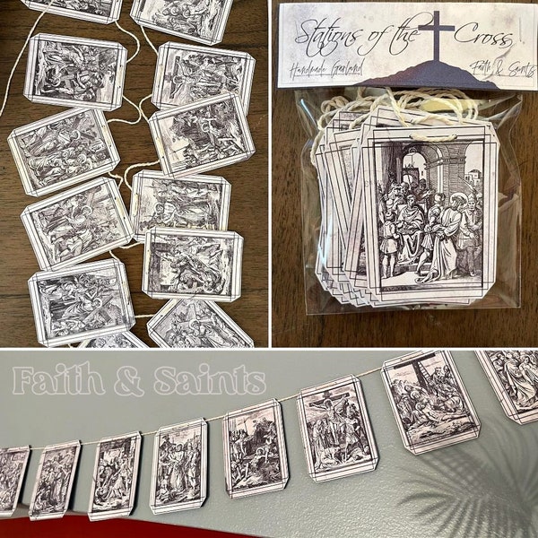 Stations of the Cross Garland - Handmade Vintage Style