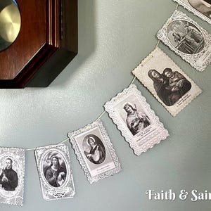 Saints, Pray for us - Garland - Handmade Vintage Style