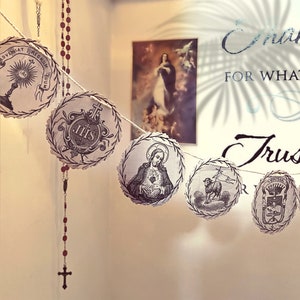 Catholic Symbolism Garland - Handmade Vintage Style