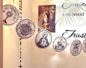 Catholic Symbolism Garland - Handmade Vintage Style