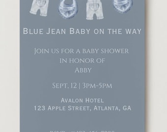 Blue Jean Baby Shower Invitation