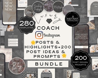 Coach Instagram Canva Templates Bundle, Social Media Posts (Digital Download)