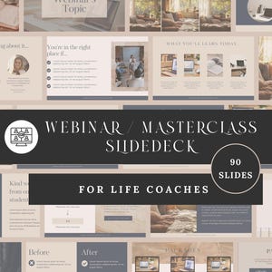 Life Coach Slide Deck Masterclass Canva Templates, Editable Modern Webinar slides for Online Courses, Presentations, Instant Download