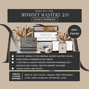 FÜR SIE FERTIGGESTELLTES E-Book Mindset Mastery 2.0: Hochstapler-Syndrom, einschränkende Überzeugungen, Wachstumsdenken, Lead-Magnet, Life Coach Canva-Vorlagen