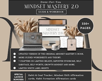 DONE-FOR-YOU E-book Mindset Mastery 2.0: Imposter Syndrome, Limiting Beliefs, Growth Mindset, Lead Magnet, Life Coach Canva Templates