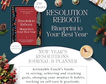 New Year's Resolutions Journal & Planner, Goal Setting, Gratitude, Self-Care (Digital Download)
