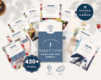 Weight Loss Journal Bundle, Meal & Fitness Planner (Digital Download)