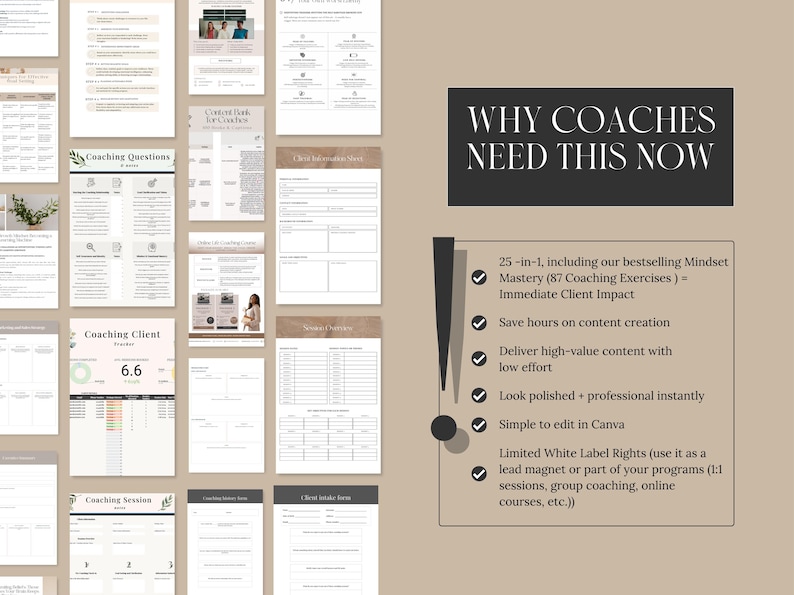 25-in-1 Life Coach Canva Template Bundle, Coaching Business Tools ...