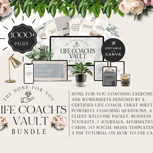 DONE-FOR- YOU Life Coaching Canva Template Bundle, Life Coach Resources and Business Tool, Coach Worksheet Contract Form, Instagram Template