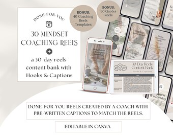 Mindset Coach Instagram Reels Templates, Social Media Content (Canva Editable)