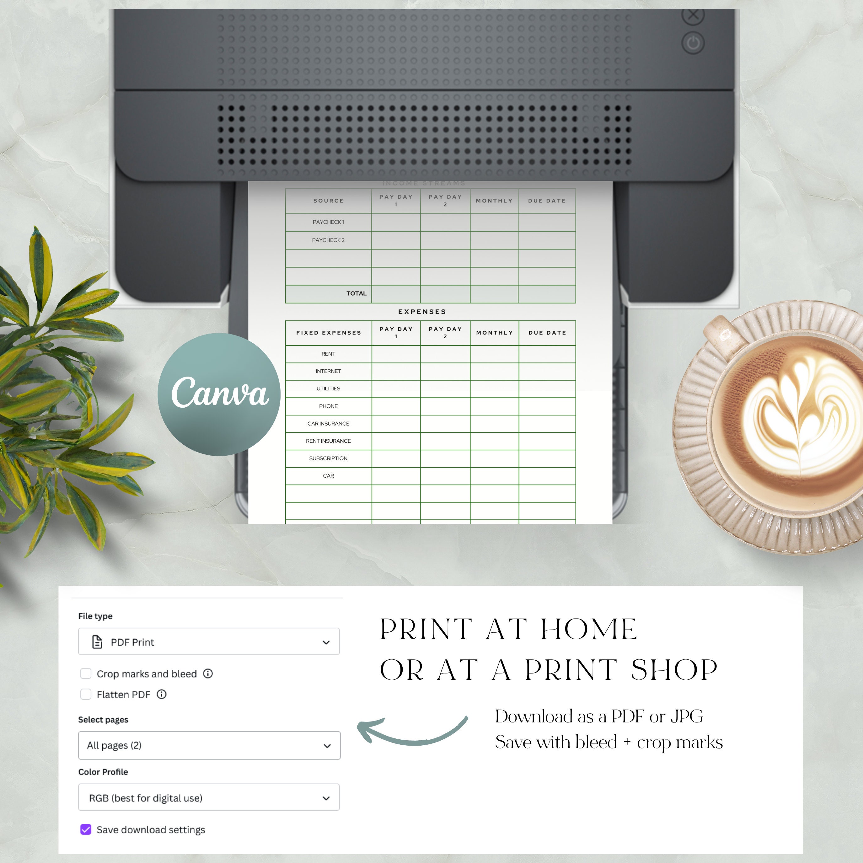 Printable Finance Planner Course Book Canva Template, Monthly Budget ...