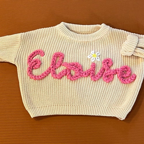 Hand Embroidered Personalised Baby and Kids Name Sweater Etsy
