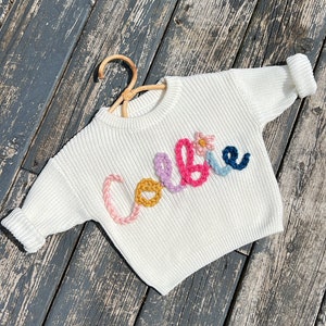 Custom Baby Sweater | Custom Embroidered Baby and Toddler Sweater | Hand Embroidered Name Sweater | Name Sweater| Baby Name Sweater | Gift