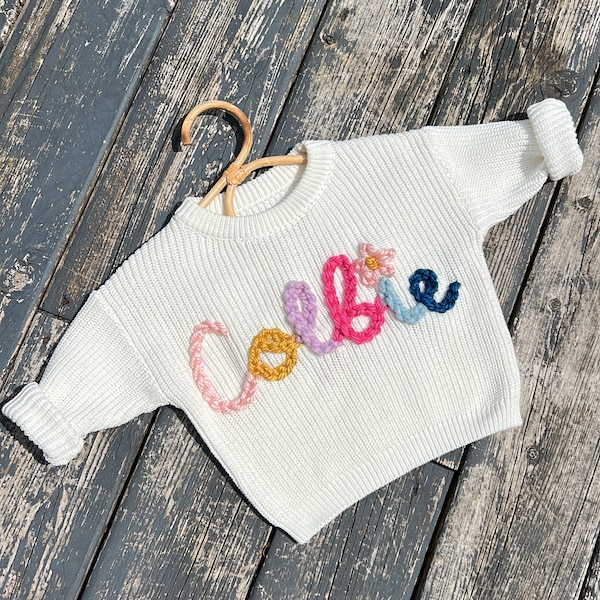 Benutzerdefinierte Babypullover | Bestickter Pullover für Babys und Kleinkinder | Handgestickter Namenspullover | Name Pullover | Baby Pullover | Geschenk