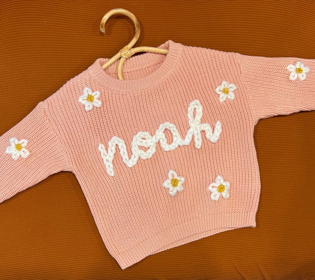 Baby Name Sweater Hand Embroidered Baby Sweater custom Baby Etsy