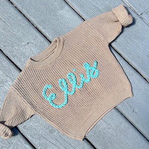 Benutzerdefinierte Babypullover | Bestickter Pullover für Babys und Kleinkinder | Handgestickter Namenspullover | Name Pullover | Baby Kleinkind Kinder Geschenk