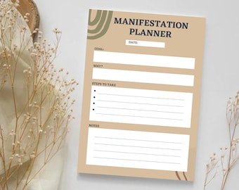 Diario de manifestación, planificador de la ley de la atracción, plantilla de tablero de visión (digital)