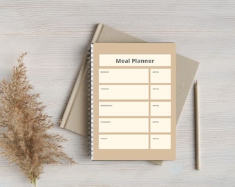 Minimalist Weekly Meal Planner, Printable Digital Template (PDF)