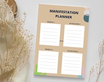 Diario de manifestación de la Ley de la Atracción, plantilla de tablero de visión (digital e imprimible)