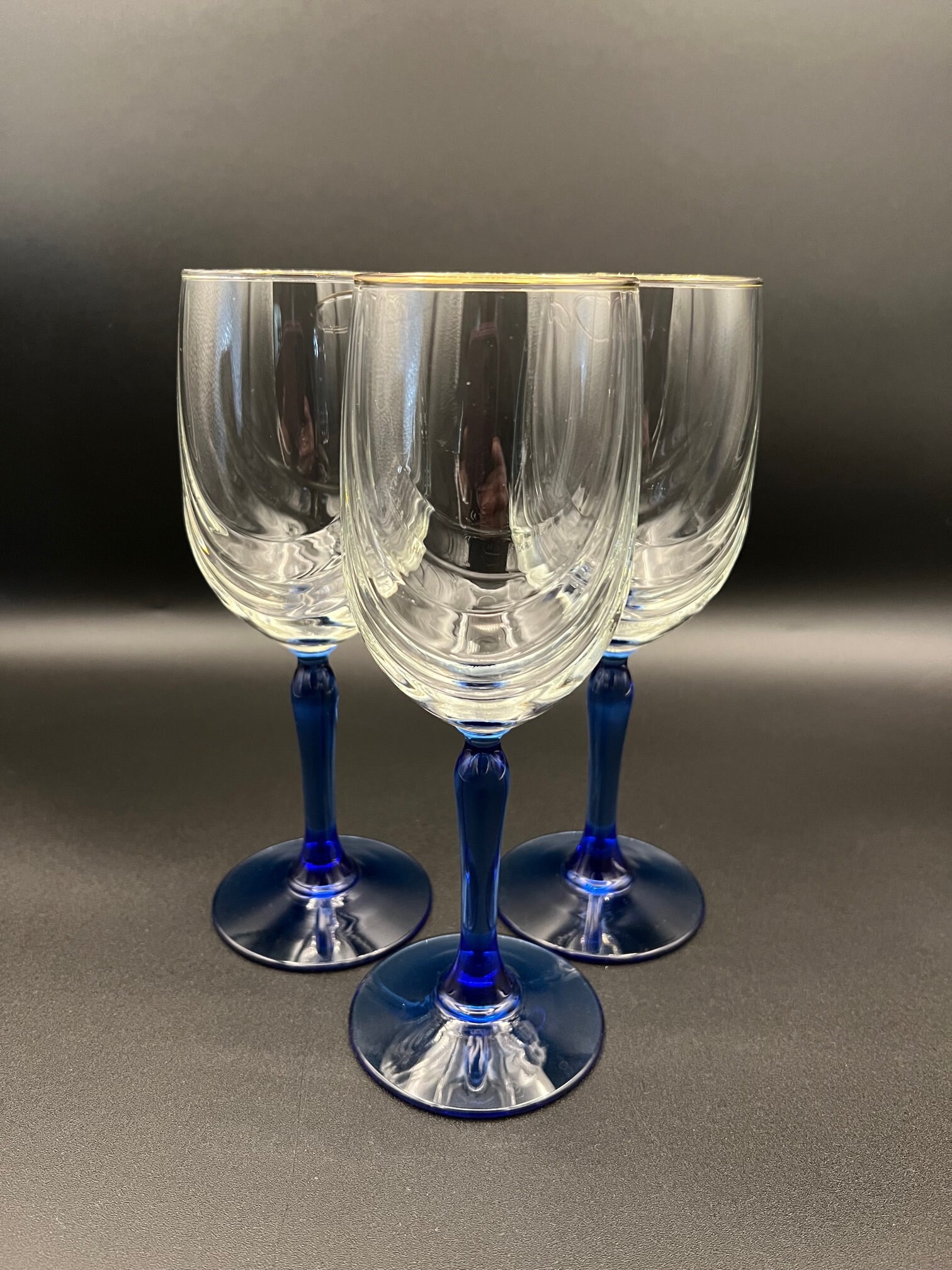 Lenox Cobalt Blue stem wine glasses, set of 4