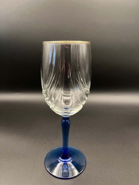 Vintage Lenox Crystal Wine Glasses with Cobalt Blue Swag Drapped Stem