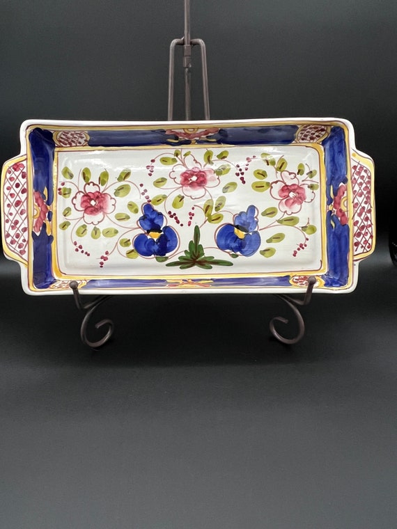 Vintage vibrant Andrea Sadek hand painted Portuguese ceramic platter