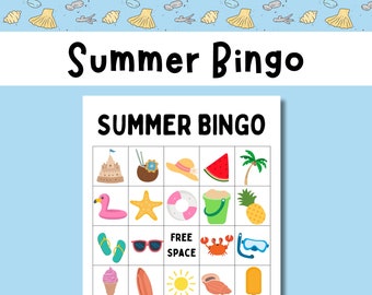 Printable Summer Beach Bingo: Fun Family Activity Cards for Kids, Poolside Entertainment & Tropical Adventures
