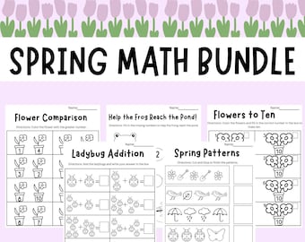 Ensemble de mathématiques du printemps : feuilles d'exercices pour le programme d'études préscolaires de la maternelle
