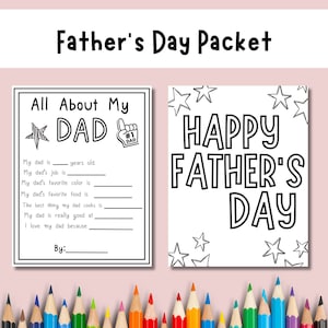 Pack souvenir interactif Fête des pères : cadeau personnalisé des enfants - Coloriages et activités à imprimer