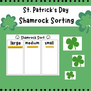St Patrick&#39;s Day Shamrock Sort Math Activity for Preschool and Kindergarten